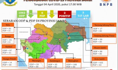 Update Corona di Jambi 4 April 2020 : Meskipun ODP se Provinsi Turun, Namun di Kabupaten Kota Ini Malah Naik