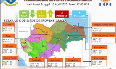 Update Corona di Jambi Hari Ini 10 April: ODP Turun, PDP Naik 2