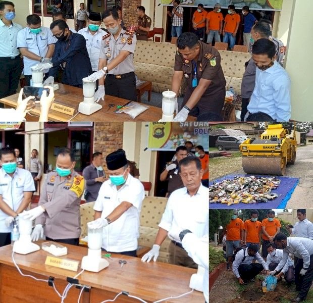 Di Hadapan 3 Tersangka, Polres Sarolangun Musnahkan Sabu 1,6 Kg