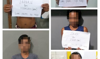 Breaking News!!! Polisi Amankan 5 Tersangka Pembakaran Posko dan Pengrusakan Kantor Kepala Desa Airbatu