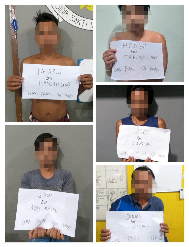 Breaking News!!! Polisi Amankan 5 Tersangka Pembakaran Posko dan Pengrusakan Kantor Kepala Desa Airbatu