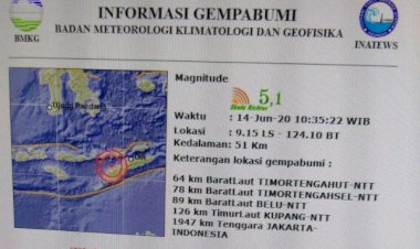 Gempa 5.1 SR Guncang Timor Tengah Utara