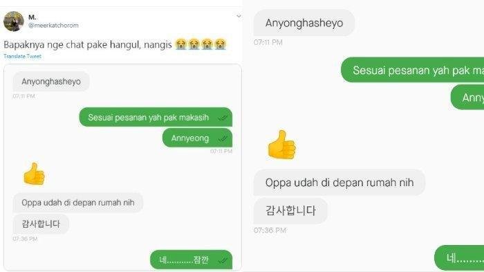 Pelanggan Cerita Soal Viralnya Driver Ojol yang Balas Pesan dengan Huruf Hangul Korea