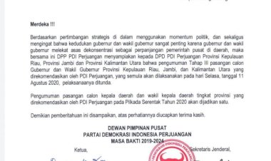Rekomendasi PDIP untuk Calon Gubernur dan Wakil Gubernur Jambi Ditunda, Ini Alasannya