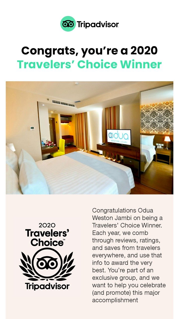 Odua Weston Jambi Raih Penghargaan Traveler Choice Winner 2020