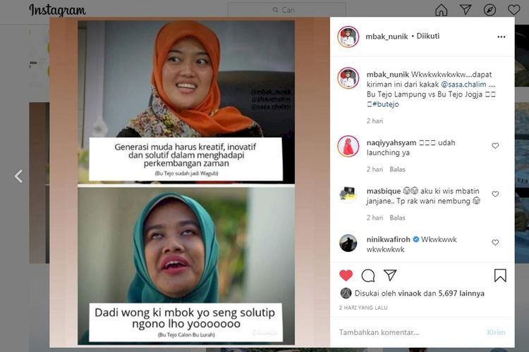Viral Foto Wajah Wakil Gubernur Chusnunia Disebut Mirip Bu Tejo di Film 'Tilik', Benarkah?