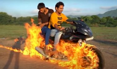 Viral YouTuber India Ini Tiru Ghost Rider, Bakar dan Naikin Motor Demi Konten