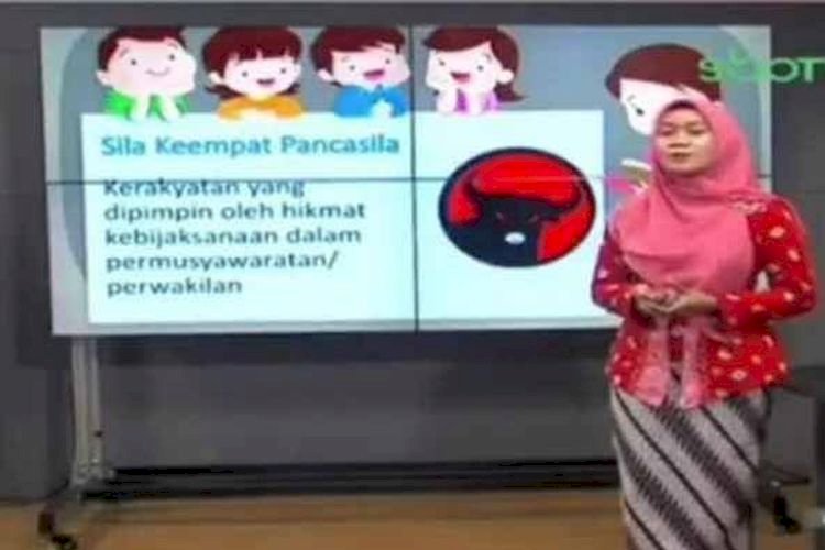 Bikin Heboh! Logo PDIP Jadi Lambang Sila Keempat Saat Belajar Online di Surabaya