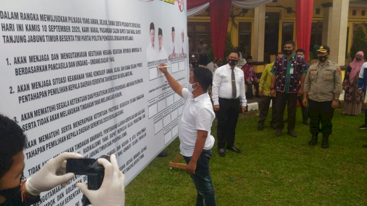 Penerapan Protokol Kesehatan Jadi Fokus Perhatian Romi- Robby di Pilkada Tanjab Timur