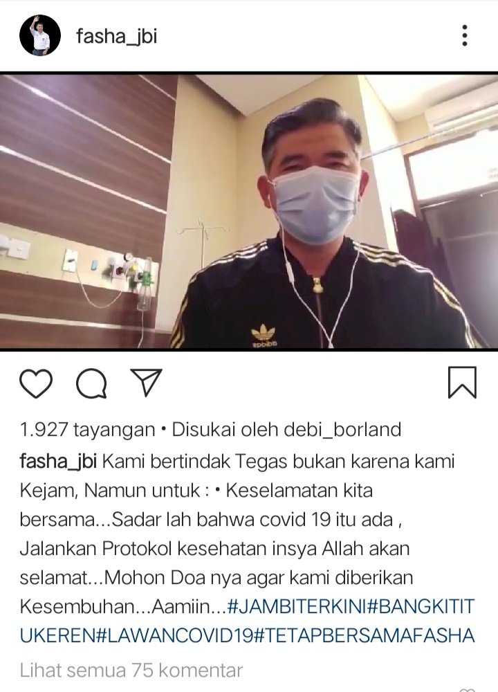 Breaking News!!! Melalui Medsos, Wali Kota Jambi Akui Positif Corona