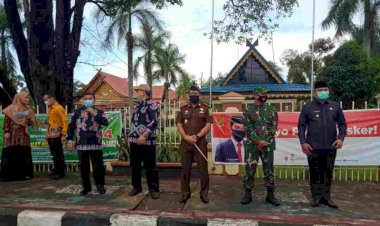 Bupati Bungo Hadiri Upacara Penerapan Disiplin Protokol Kesehatan