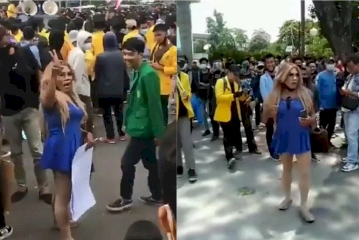 Viral! Waria Ini Demo Tolak CiptaKerja Sindir DPR: Tanpa Rakyat Kamu Tidak Bisa Apa-apa