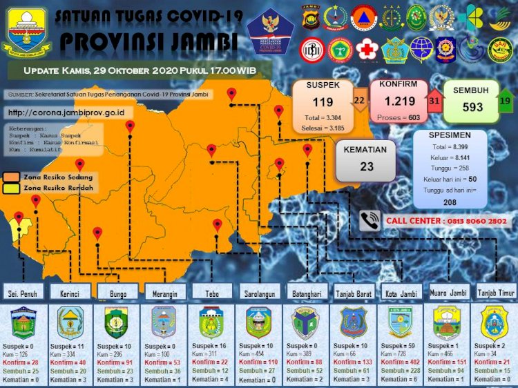 Pasien Positif Corona Bertambah 31 Orang di Jambi, Semuanya dari Sarolangun