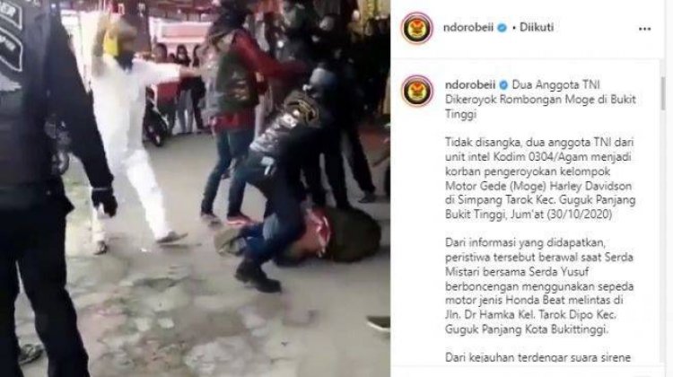 Geng Motor Harley Keroyok Prajurit TNI di Bukittinggi Viral, Dua Pelaku Tersangka