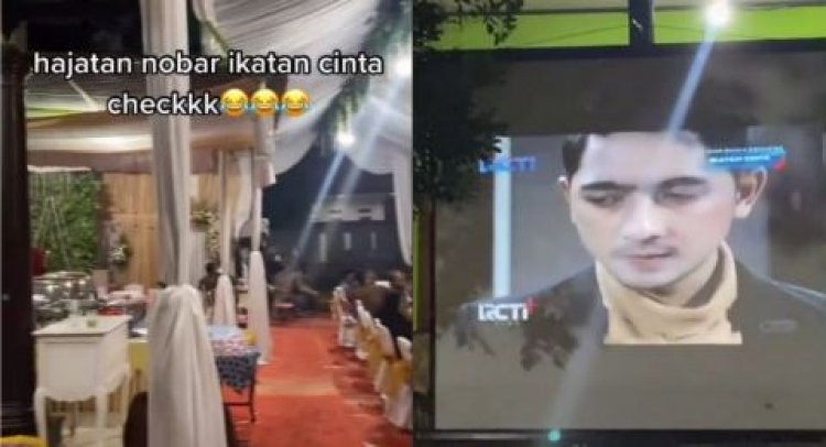 Viral! Hajatan Ini Digelar Sambil Nobar Layar Tancap Sinetron Ikatan Cinta, Netizen: Bakal Jadi Legend
