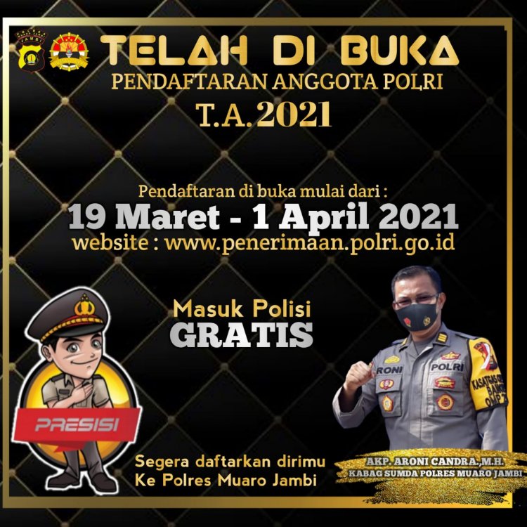 Catat!!! Ini Tanggal Rekrutmen Polri, dan Segini Kuota untuk Polda Jambi