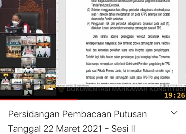 Breaking News!!! Permohonan CE- Ratu Dikabulkan, Hakim MK Putuskan PSU di 88 TPS