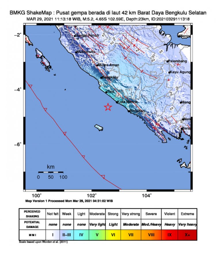 Gempa 5,2 Magnitudo Goyang Bengkulu Selatan, Ini Wilayah Dirasakan