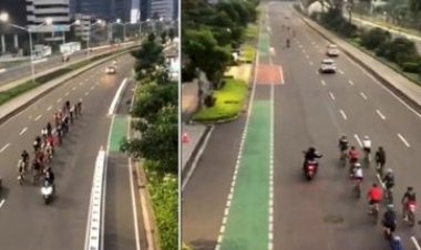 Viral! Pesepeda Ambil Jalur Mobil, Netizen: Jalur Hijau Kau Kira untuk Landing Pesawat?