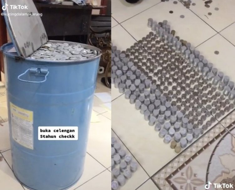Viral! Nabung Duit Koin di Celengan Drum 5 Tahun, Netizen: Sangat Menginspirasi
