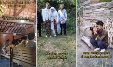 Viral Pernikahan Tanpa Dekorasi dan Pengantin Berfoto Samping Kandang Sapi, Netizen: Bagusloh Hasilnya....
