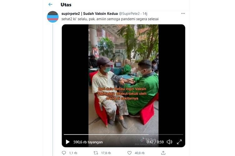 Viral, Kakek Ini Rela Kayuh Sepeda 15 KM Demi Ikut Vaksinasi, Videonya Disukai 40 Ribu Kali