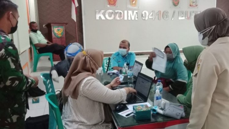 Gencar Serbuan Vaksinasi, Dandim Bute: Saya Minta Masyarakat Tetap Patuhi Prokes