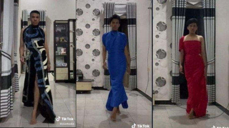 Viral! Pemuda Kenakan Gaun dari Selimut, Mirip Model Profesional, Komentar Negatif Pun Tak Sedikit