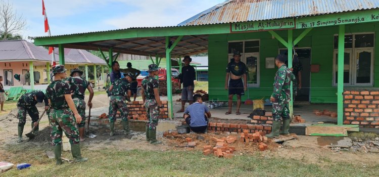 Satgas TMMD Tebo-Jambi Kebut Rehab Masjid Al Muhajirin dan Pembangunan Gorong-gorong