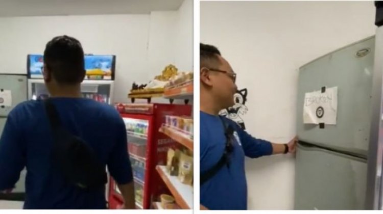 Viral! Pria Buka Kulkas Rusak di Minimarket, Netizen: Serasa Masuk Neraka Nggak Sih....