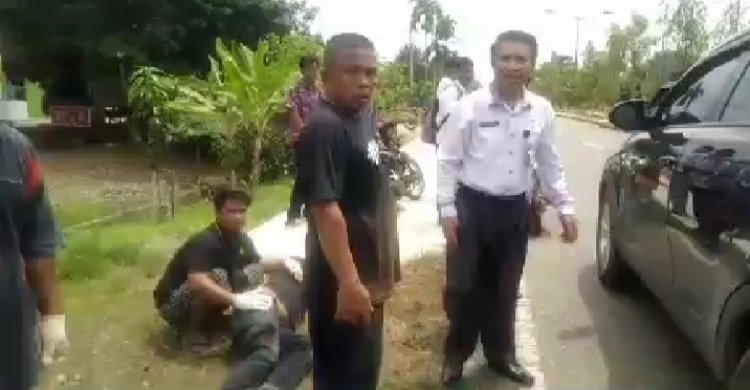 Ngantuk, Kabag Pemerintahan Setda Muarojambi Tabrak Pekerja Jalan Kantor Bupati