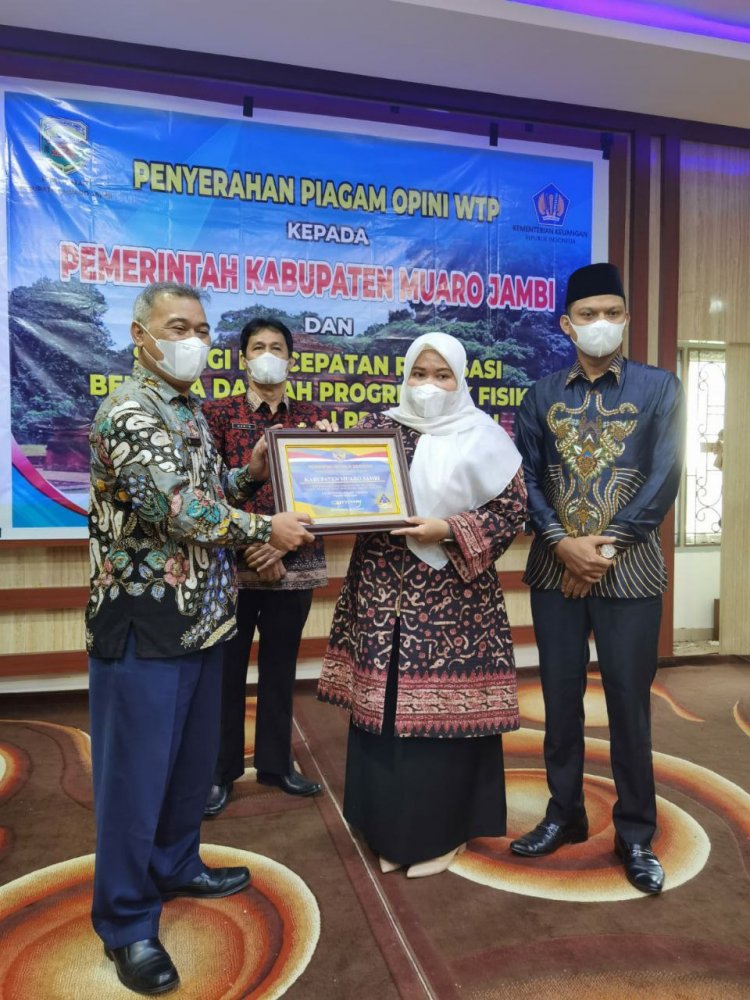 Raih WTP 5 Kali Berturut-turut, Pemkab Muarojambi Dapat Penghargaan dari Menteri Keuangan