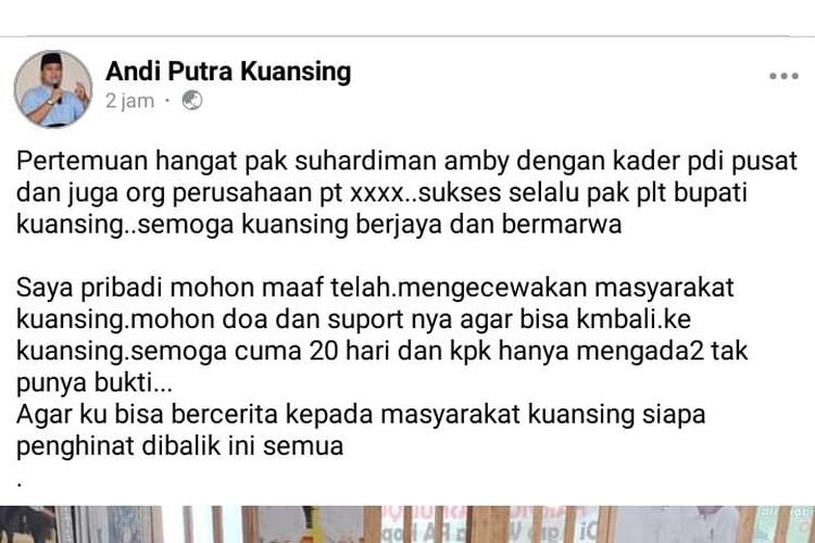 Heboh Postingan Medsos Atas Nama Andi Putra Kuangsing, KPK Geledah Kamar Tahanan Bupati Kuansing Non Aktif Ini