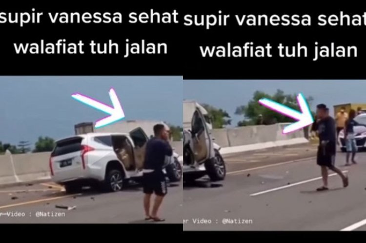Viral! Video Diduga Sopir Vanessa Angel Panik Usai Kecelakaan, Netizen Geram: Sopirnya Malah Bisa Jalan-jalan
