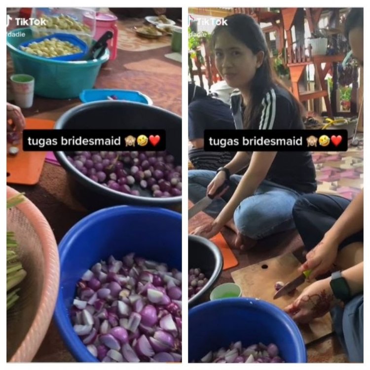 Viral! Bridesmaid Potong Bawang Merah, Netizen: Seru lah Malah Kayak Gitu, Daripada Planga-plongo
