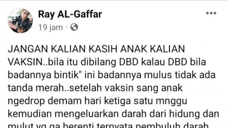 Viral! Postingan Narasi Disebut Anak Meninggal Usai Divaksin di Sumut....