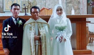 Viral! Perempuan Hijab Nikah Beda Agama di Gereja, Wakil Menteri Agama: Peristiwa Nikah Itu tidak Tercatat di KUA