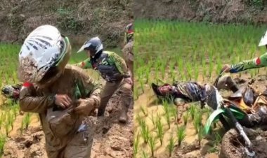 Viral! Pemotor Trail di Sawah, Netizen: Gaya Selangit, Hobi Pengen Keren tapi Otak....