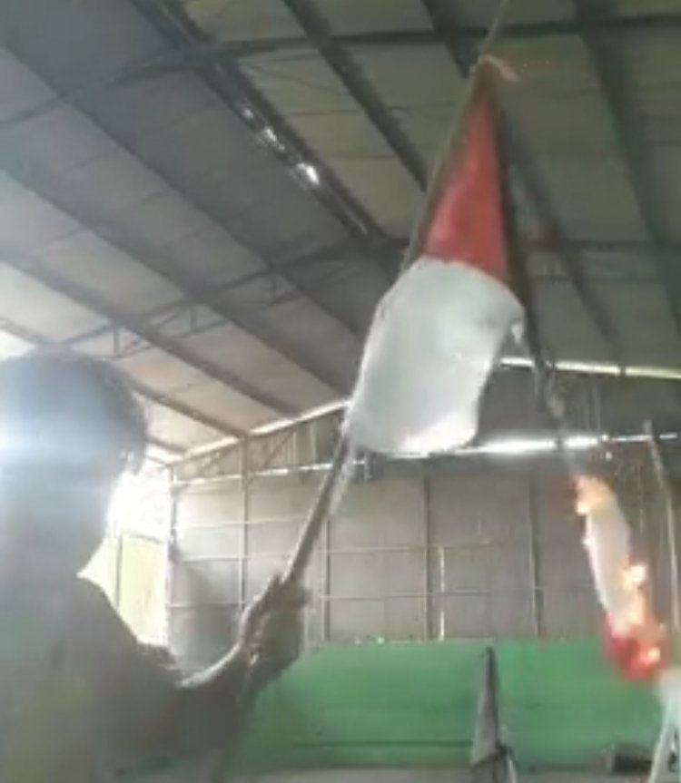 Heboh! Perempuan Bakar Bendera Merah Putih, Ternyata....