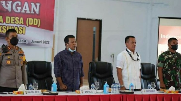 Bupati Romi Ikuti Rapat Asistensi DD dan Percepatan Capaian Vaksinasi Covid -19