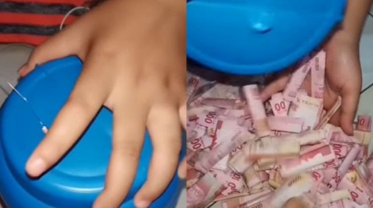 Viral! Video Wanita Bongkar Celengan Berisi Uang Ratusan Ribu, Netizen: Salah fokus sama Celengan....