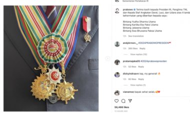 Rekor Raih 4 Bintang Kehormatan, Prabowo: Terima Kasih Presiden RI dan TNI