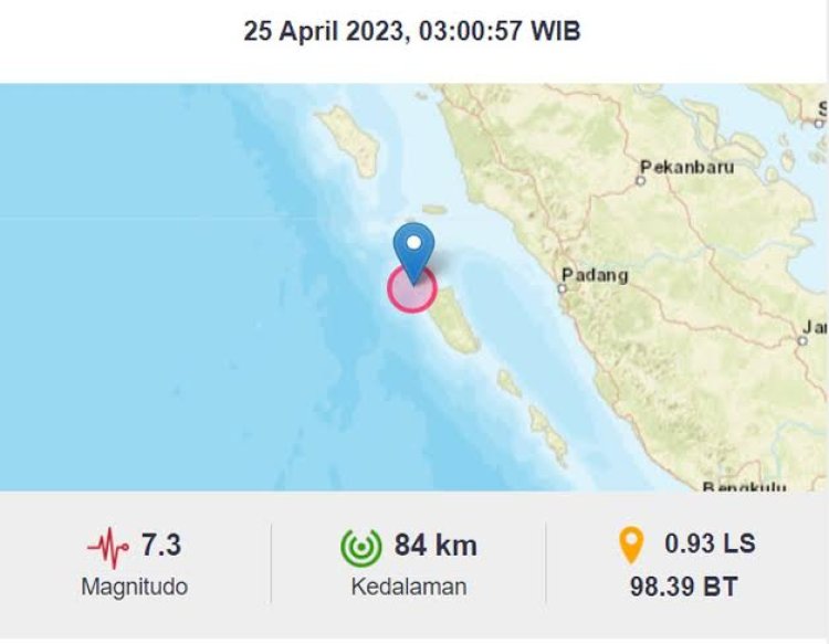 Terjadi 7 Kali Gempa Susulan Usai Gempa 6,9 M di Mentawai