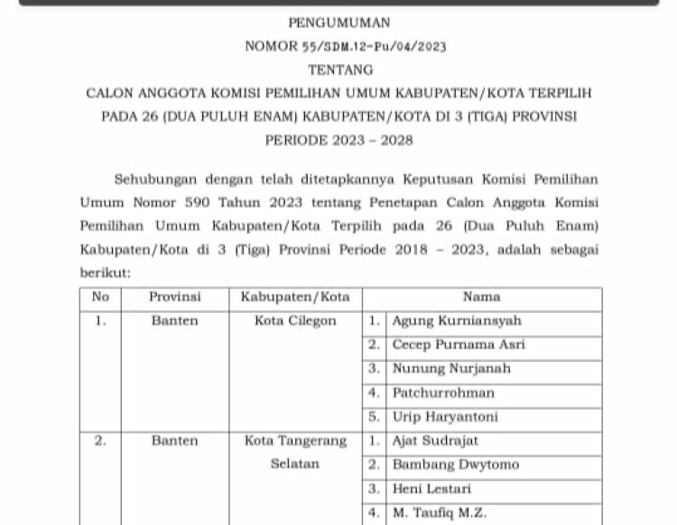 KPU RI Umumkan Anggota KPU Terpilih di 7 Kabupaten di Jambi