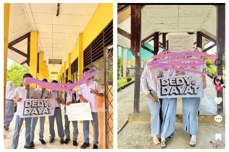 Viral di Medsos Siswa Bawa Poster Tulisan Dedi - Dayat di Lingkungan Sekolah, Bawaslu Diminta Turun Tangan