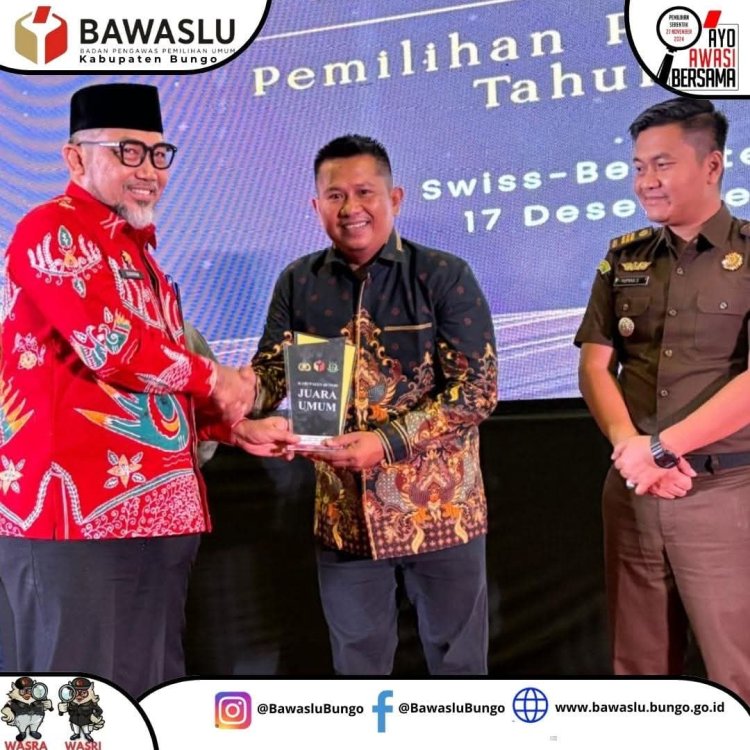 Sempat Dituding Tidak Profesional, Bawaslu Bungo Raih Juara Umum Pada Gakkumdu Award