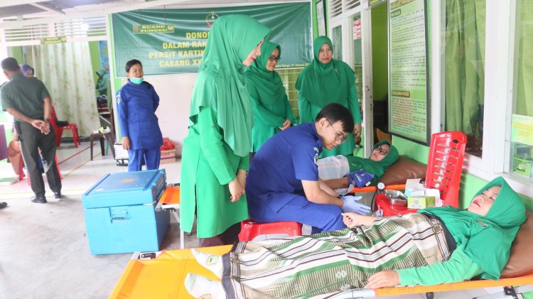 Peringati HUT ke-79, Persit KCK Cabang XXIV Dim 0416 Gelar Donor Darah di Bungo