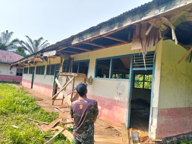 Madrasah Teluk Kuali Memprihatinkan, TMMD 123 Kodim 0416 Bute Langsung Bergerak Renovasi