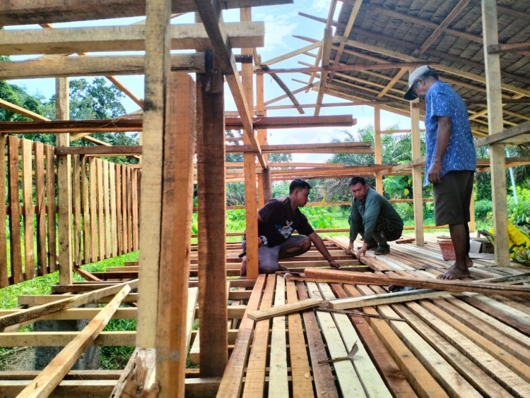 TMMD ke-123 Kodim 0416/Bute Tingkatkan Kesejahteraan Masyarakat dengan Pemasangan Lantai Kandang Kambing