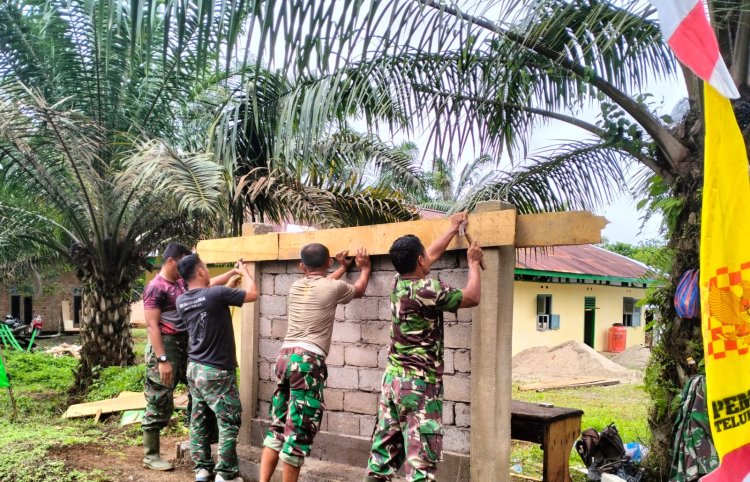 Madrasah Ibtidaiyah Nurul Falah Kini Lebih Dikenal Berkat Papan Nama Baru dari Satgas TMMD ke-123 Kodim 0416/Bute